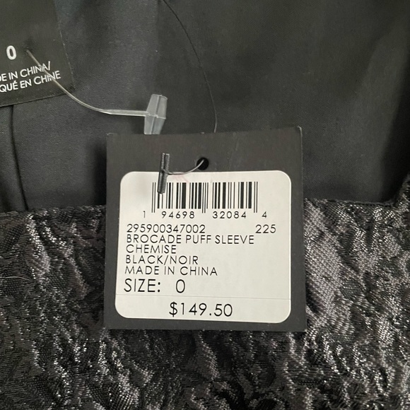 Club Monaco Brocade Puff Sleeve Chemise Black NWT - Picture 6 of 10